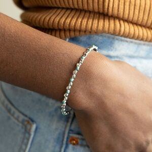 NEW Plunder Kinsley Silver Stainless Steel Turquoise Cuff Bangle Bracelet